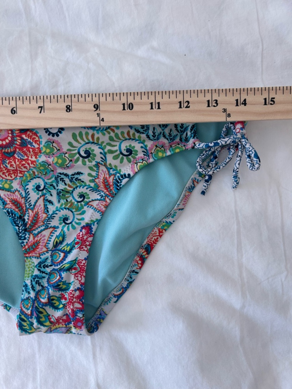 Profile Blue Bathing Suit Bottom Floral Teal Colorful Bikini Medium - Picture 5 of 6